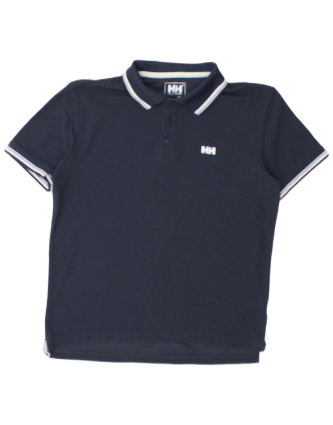 HELLY HANSEN Mens Polo Shirt Large Navy Blue Striped