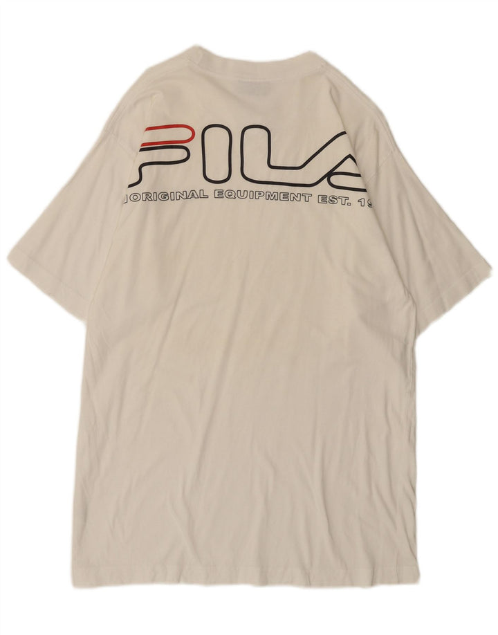 Fila Mens Graphic T-Shirt Top Medium White Cotton