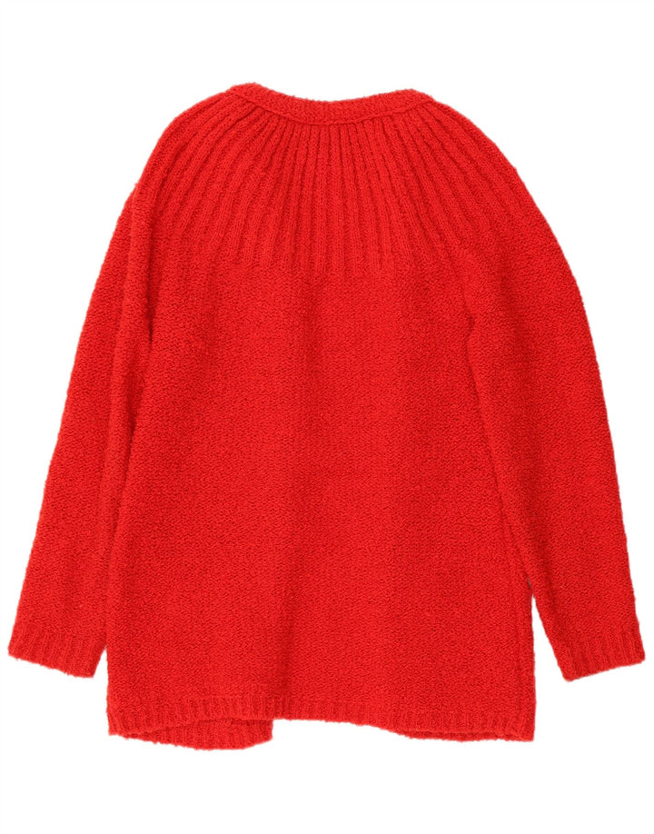 C&A Womens Longline Open Cardigan Sweater EU 38 Medium Red Acrylic