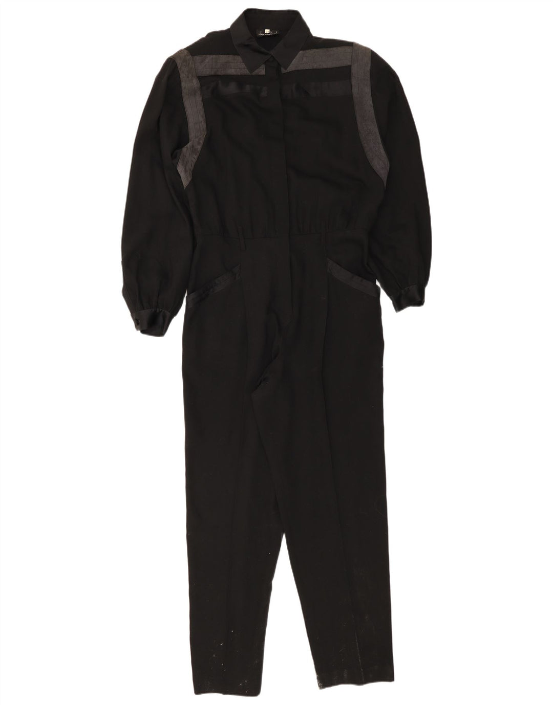 De Pietri Womens Long Sleeve Jumpsuit IT 44 Medium Black Colourblock