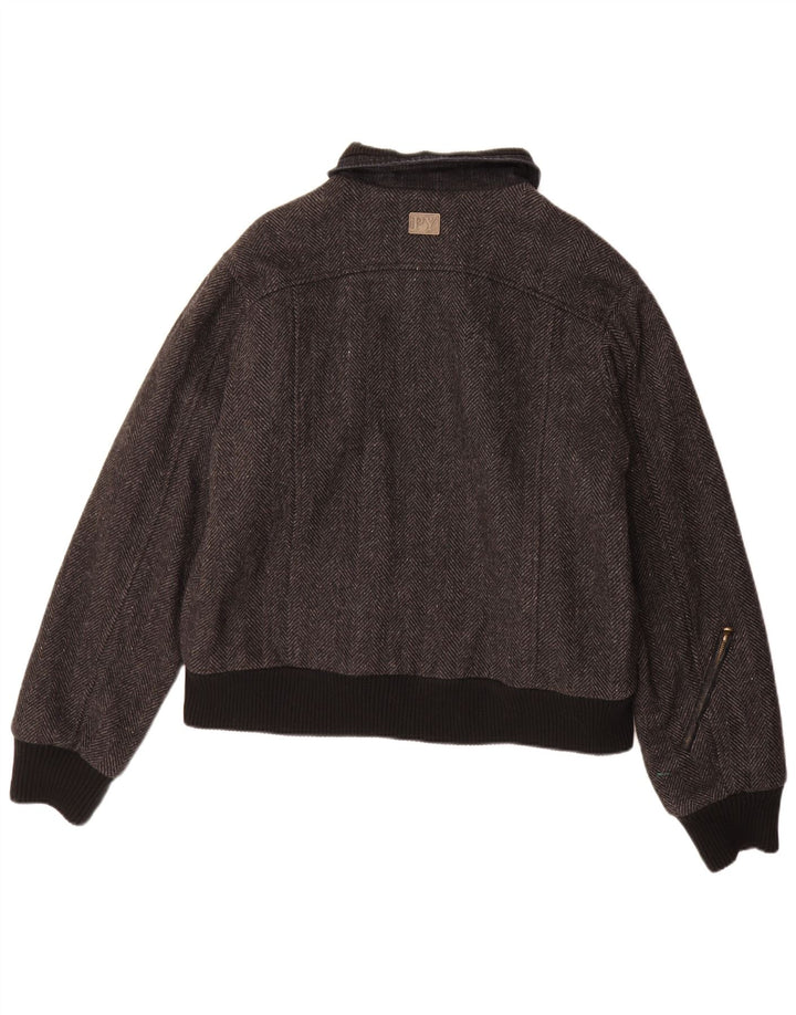 Pyramid Veste Bomber Homme UK 40 Grande Laine à Chevrons Gris