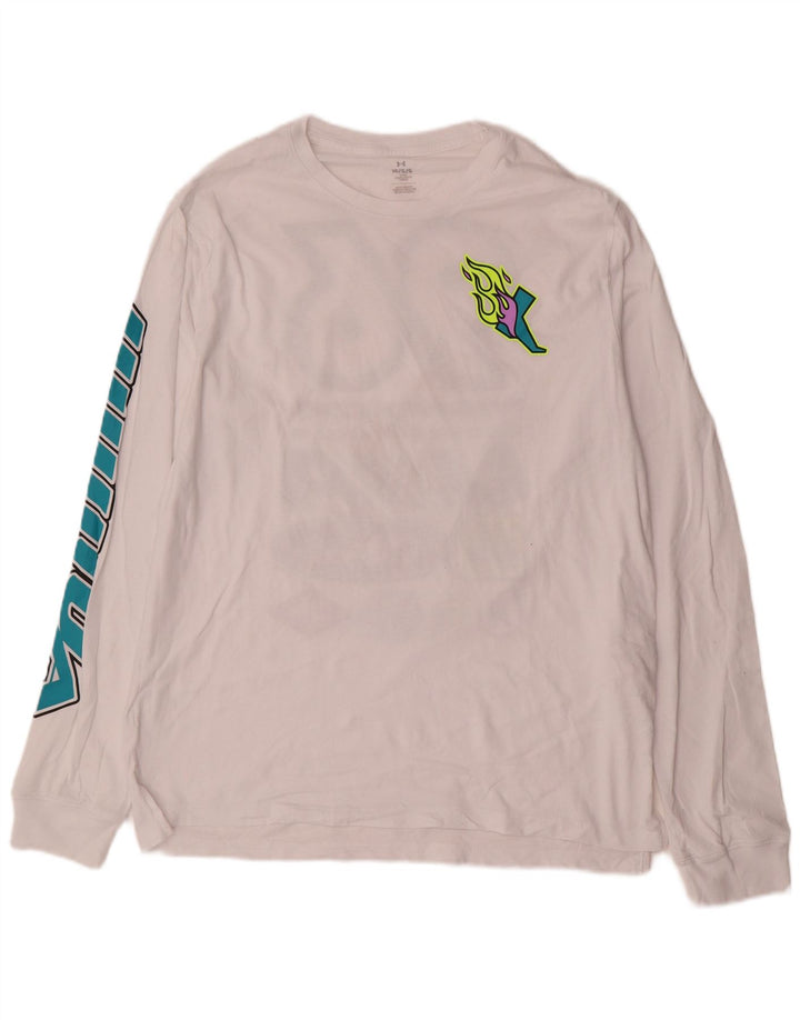 Under Armour Mens Graphic Top Long Sleeve Large White Cotton