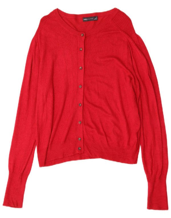 Maglione cardigan da donna Marks & Spencer UK 14 grande viscosa rossa