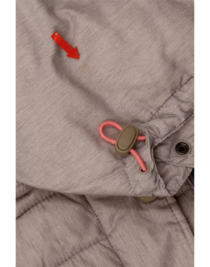 Giacca imbottita con cappuccio da donna Superdry UK 14 grande poliestere grigio