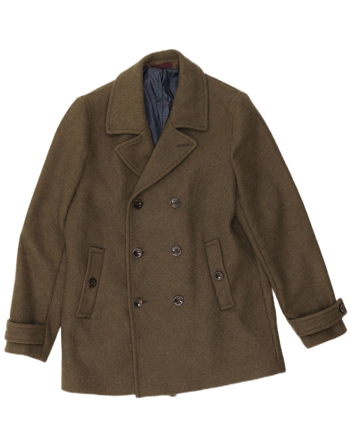 Ted Baker Mens Pea Coat Size 4 Large Khaki Wool