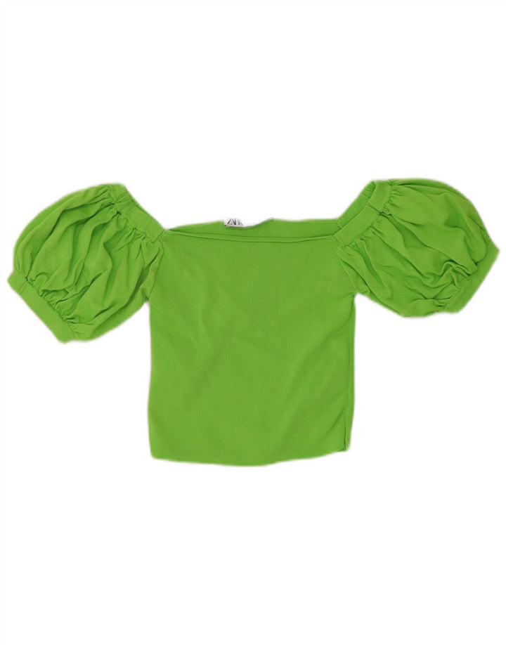 Top corto da donna con spalle scoperte Zara UK 12 Viscosa verde medio