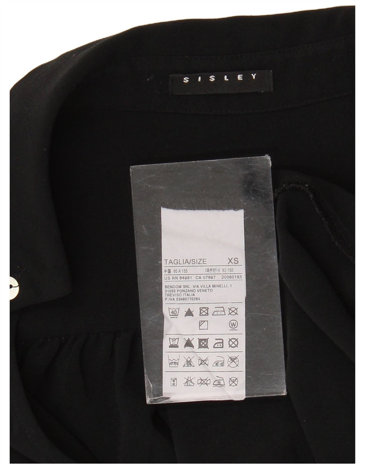 Sisley Damen-Langarm-Blusenoberteil in Übergröße, UK 6, XS, Schwarz, Polyester