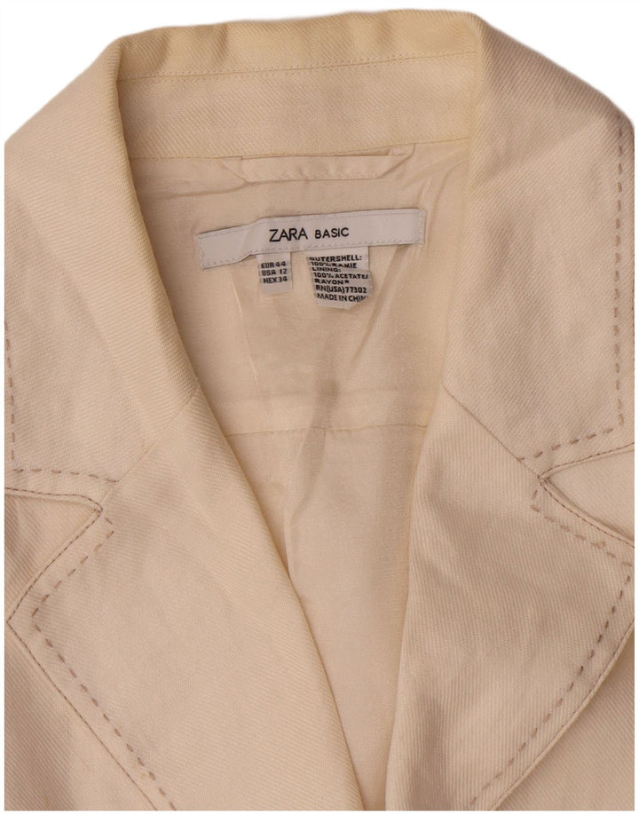 Zara Womens 2 Button Blazer Jacket EU 44 XL Off White Acetate