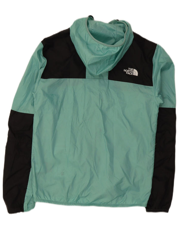 The North Face Mens Hooded Rain Jacket UK 36 Small Turquoise Colourblock