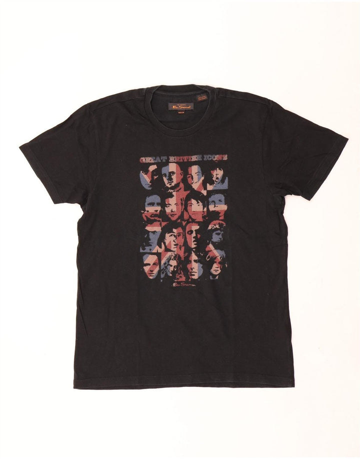 T-shirt grafica da uomo Ben Sherman Top in cotone nero medio
