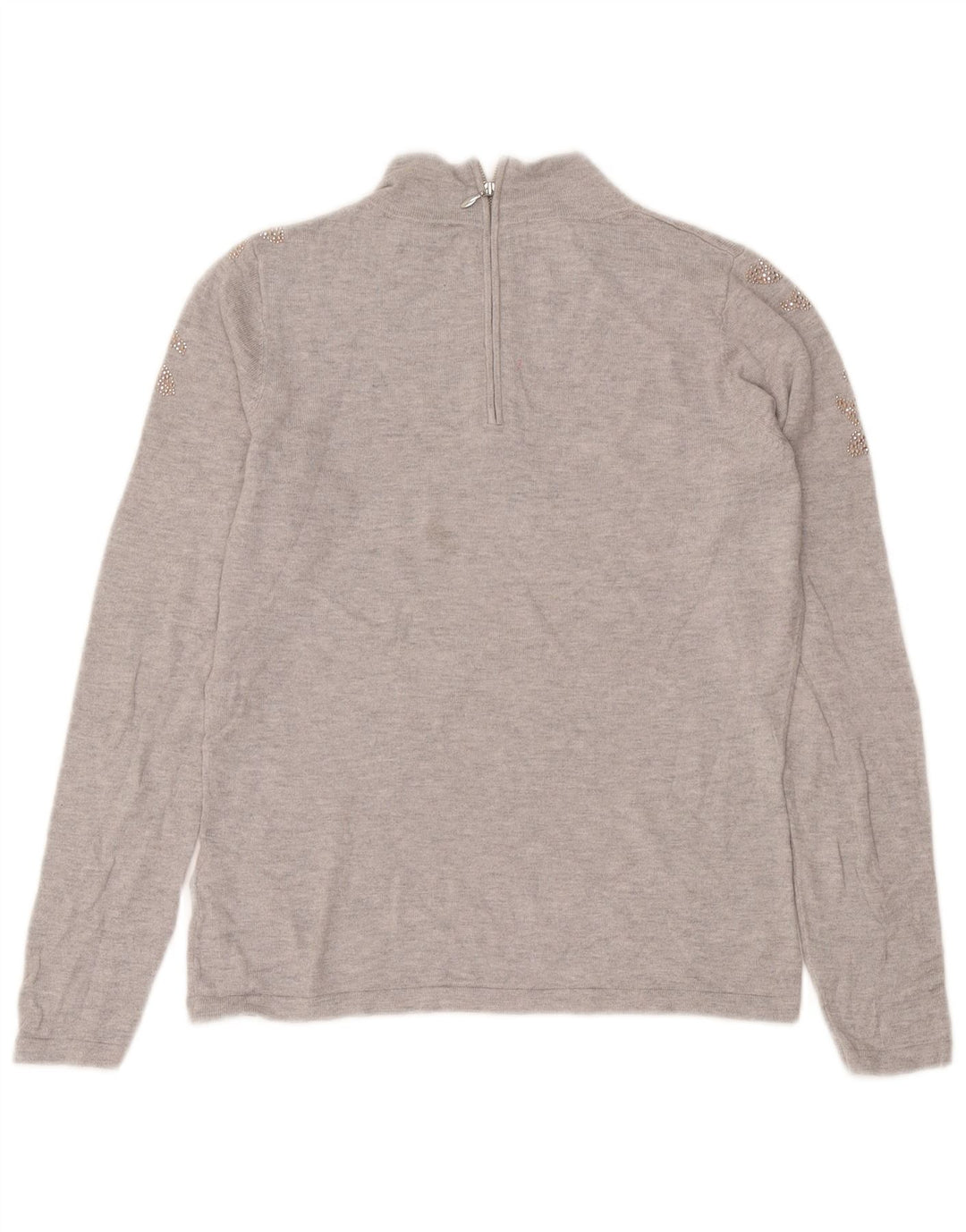 Coast Womens Turtle Neck Jumper Sweater UK 12 Medium Grey Floral Polyamide