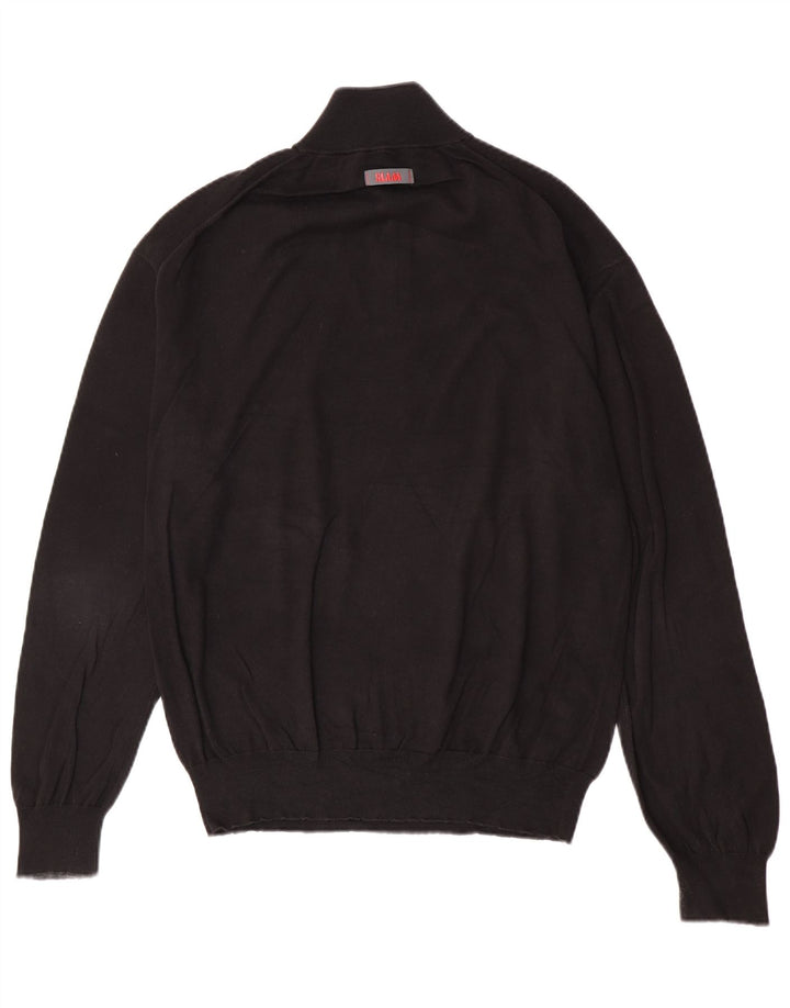 Slam Mens Zip Neck Jumper Sweater Large Black Cotton