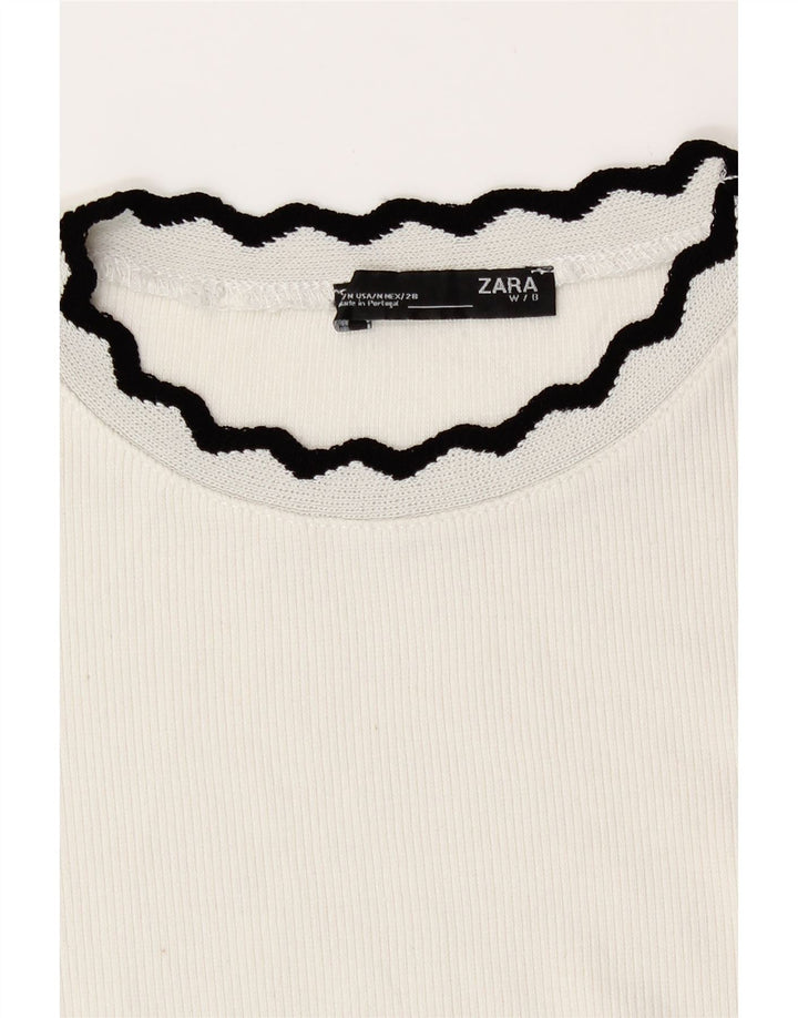 Zara Womens Crop Top Long Sleeve UK 12 Medium White
