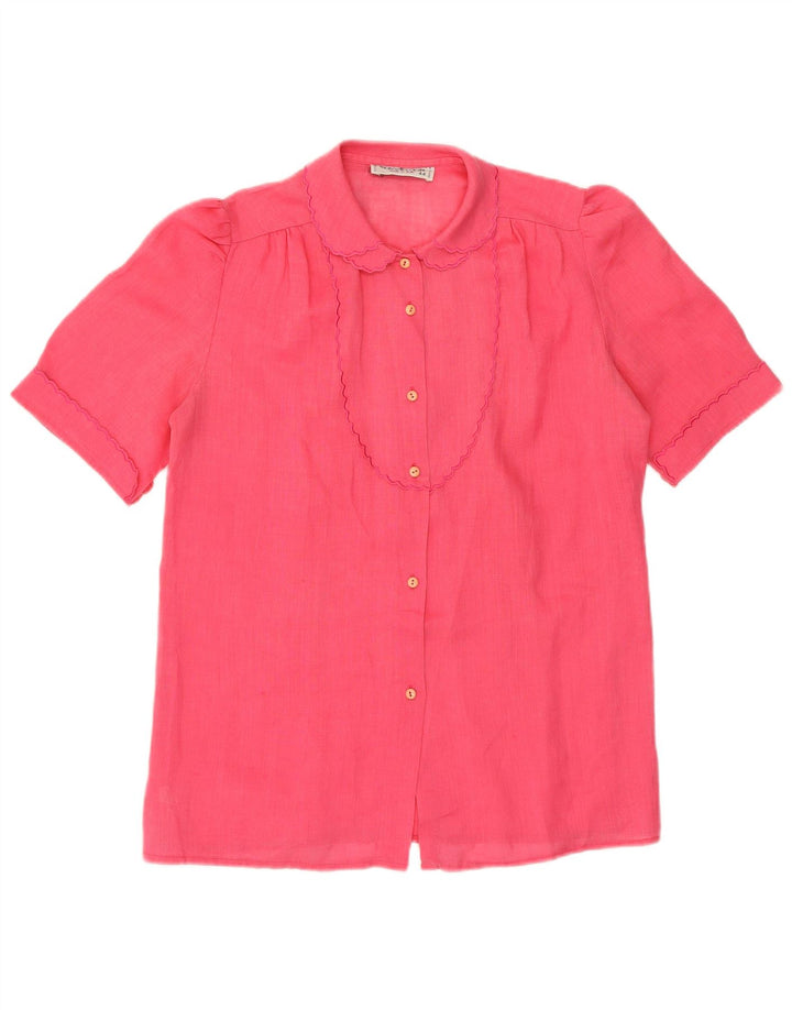 VINTAGE Womens Short Sleeve Shirt Blouse IT 44 Medium Pink