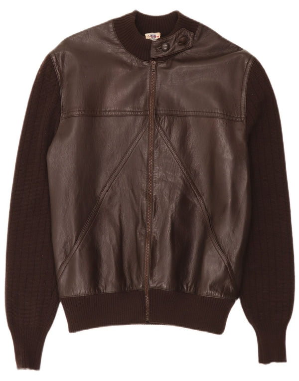 Vintage damestrikket læderjakke IT 44 Medium Brun