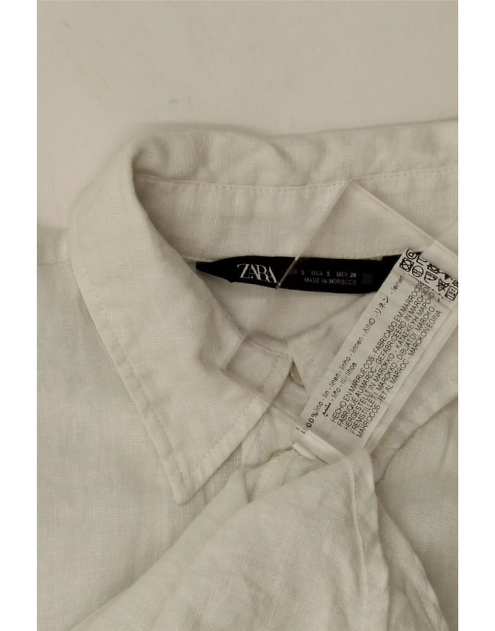 Zara Womens Oversized Shirt UK 10 Small White Linen