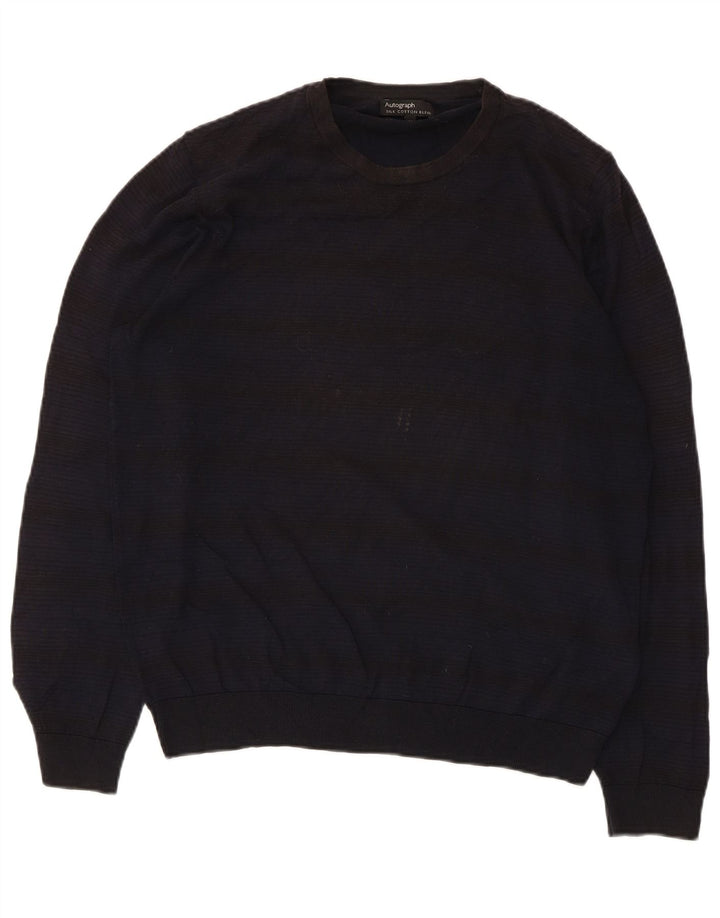 Maglione maglione girocollo autografo da uomo Marks & Spencer blu navy medio