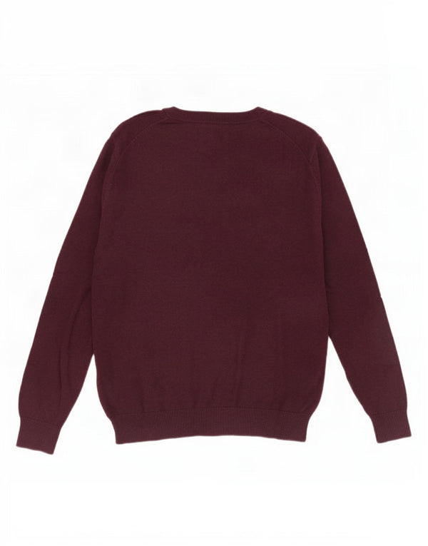 Nautica Dame Oversized V-hals sweater UK 14 Medium Bourgogne Bomuld