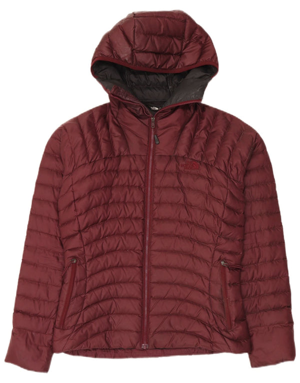 The North Face Veste rembourrée à capuche pour femme UK 10 Petit nylon bordeaux