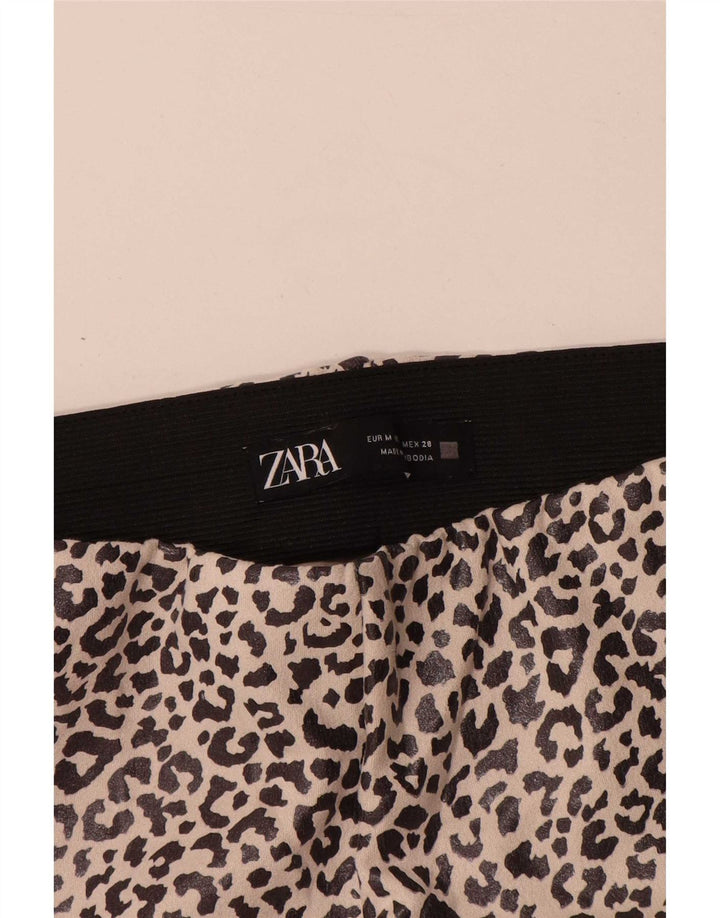 Zara Womens Leggings UK 12 Medium Beige Animal Print Polyester