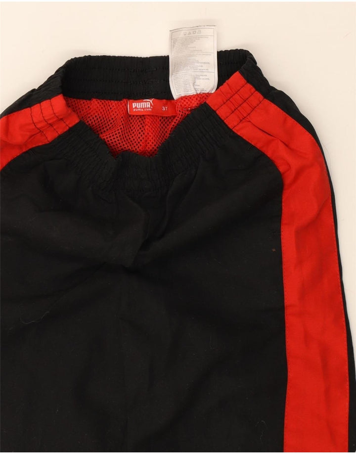 PUMA Boys Graphic Tracksuit Trousers 2-3 Years Black Colourblock Polyester Vintage Puma and Second-Hand Puma from Messina Hembry 
