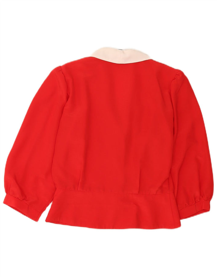 Libra Womens 3/4 Sleeve Shirt Blouse UK 10 Small Red Colourblock Polyester