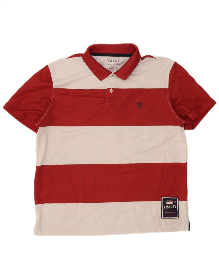 IZOD Mens Polo Shirt Large Red Colourblock Polyester