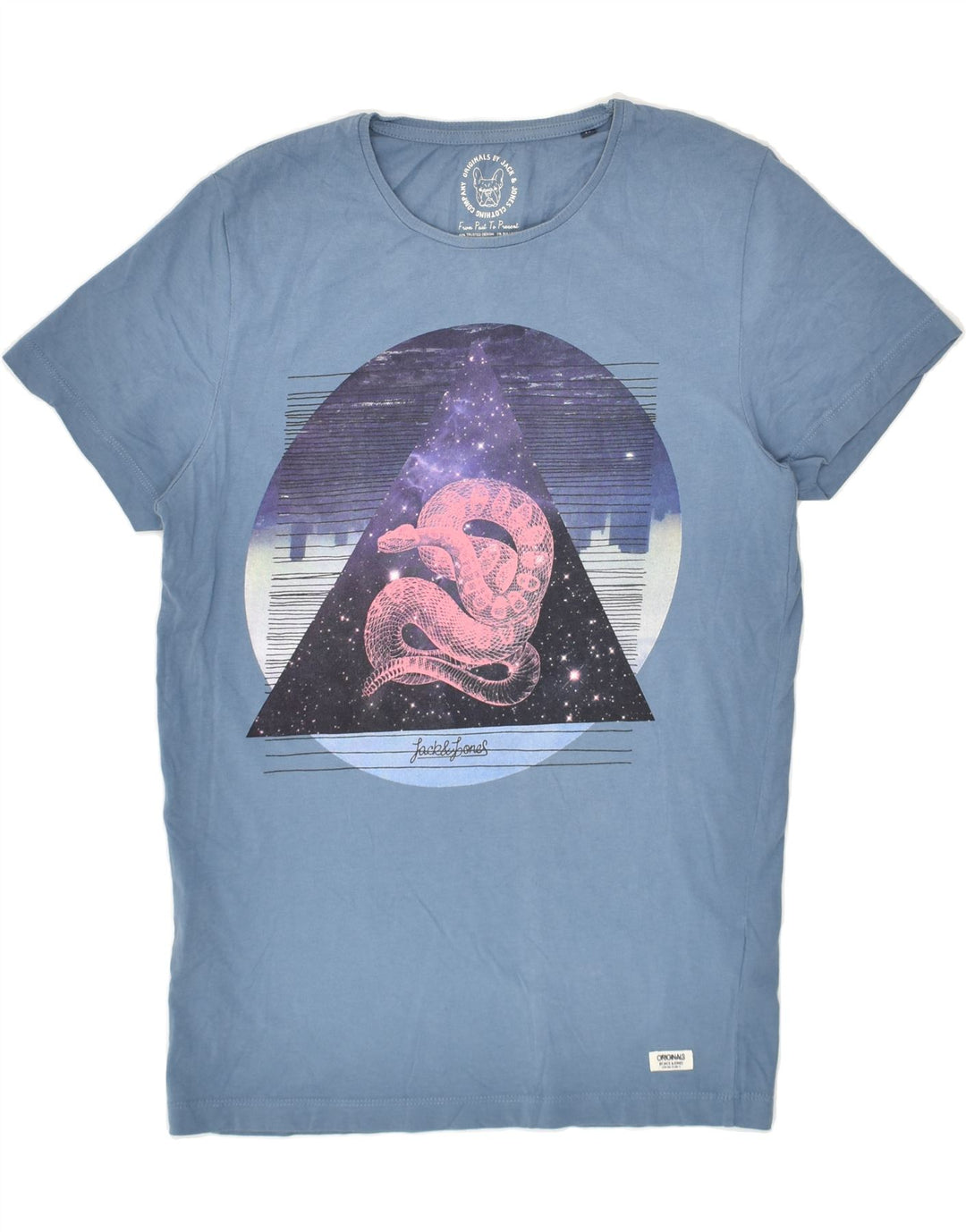JACK & JONES Mens Graphic T-Shirt Top Medium Blue Cotton | Vintage Jack & Jones | Thrift | Second-Hand Jack & Jones | Used Clothing | Messina Hembry 
