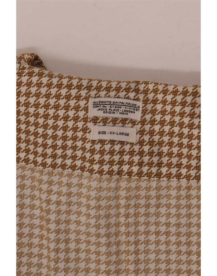 All Saints Mens Flannel Shirt 2XL Beige Houndstooth