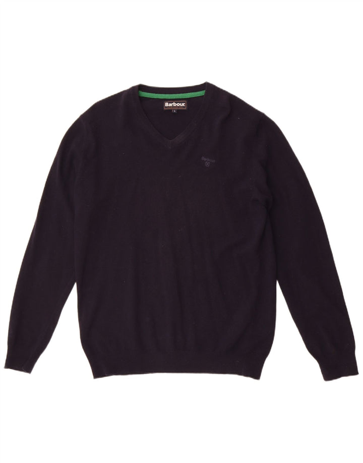Barbour Herren-Pullover mit V-Ausschnitt, große marineblaue Wolle