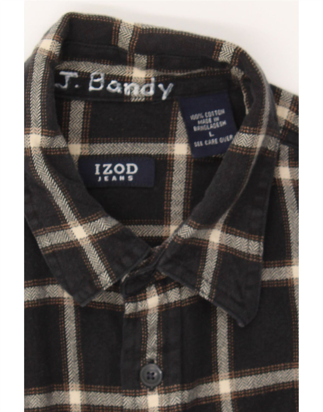 IZOD Mens Flannel Shirt Large Navy Blue Check Cotton Vintage Izod and Second-Hand Izod from Messina Hembry 
