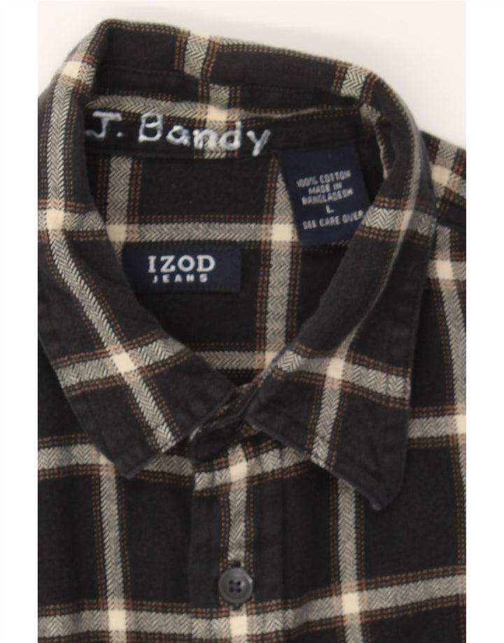 IZOD Mens Flannel Shirt Large Navy Blue Check Cotton Vintage Izod and Second-Hand Izod from Messina Hembry 