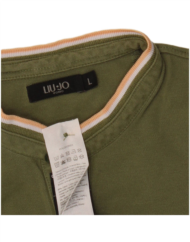 Liu Jo Mens Polo Shirt Large Khaki Cotton