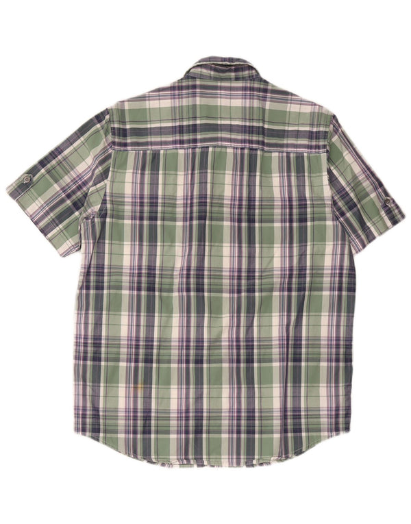 Camicia a maniche corte da uomo John Lewis in cotone a quadri verde medio