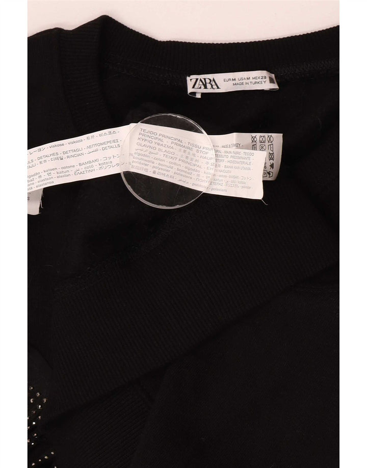 Zara Womens Oversized Sweatshirt Jumper UK 14 Medium Black Cotton