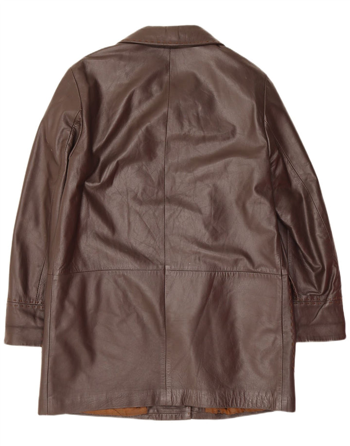 Vintage Dame Loose Fit Læderfrakke IT 44 Medium Brown Classic