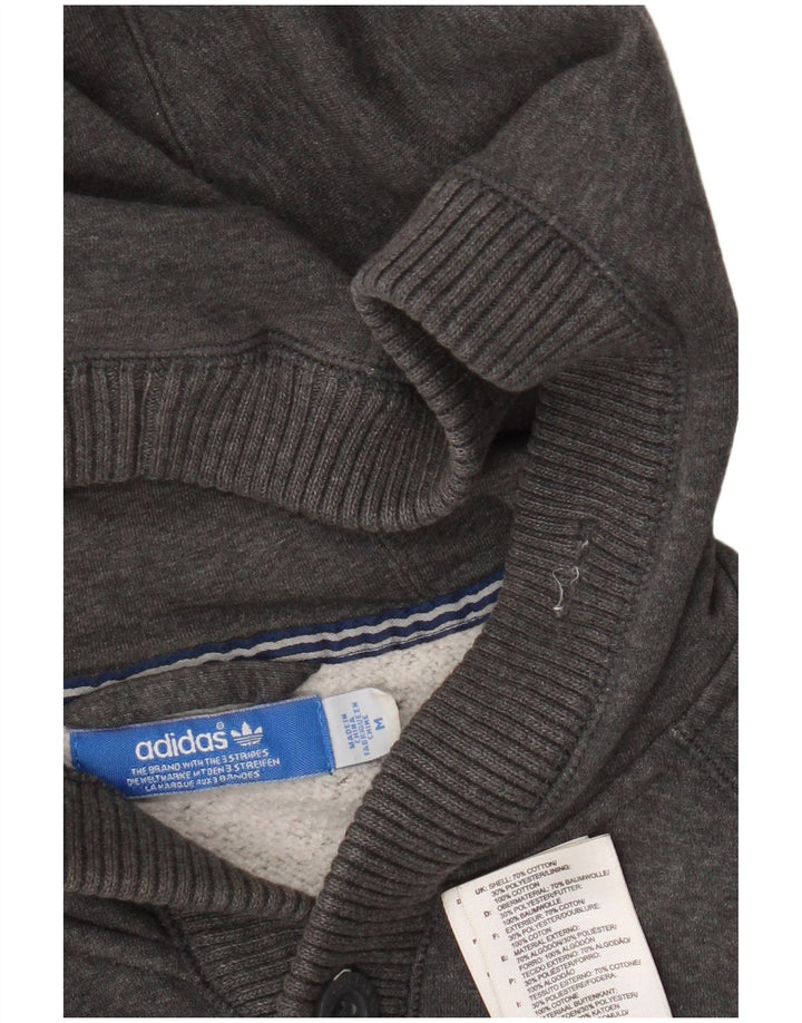 Giacca da ginnastica da uomo con cappuccio Adidas in cotone grigio medio
