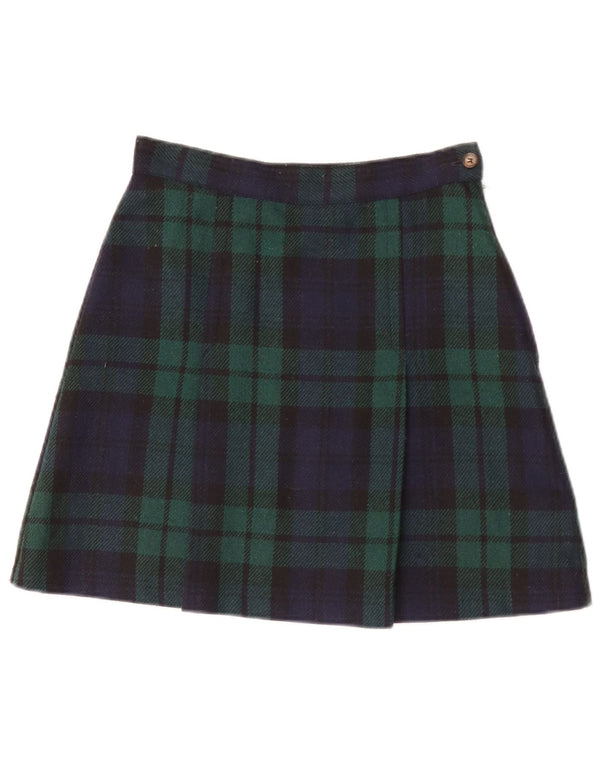 Fusta mini pentru femei Benetton IT 40 Small W26 Green Plaid Acrylic