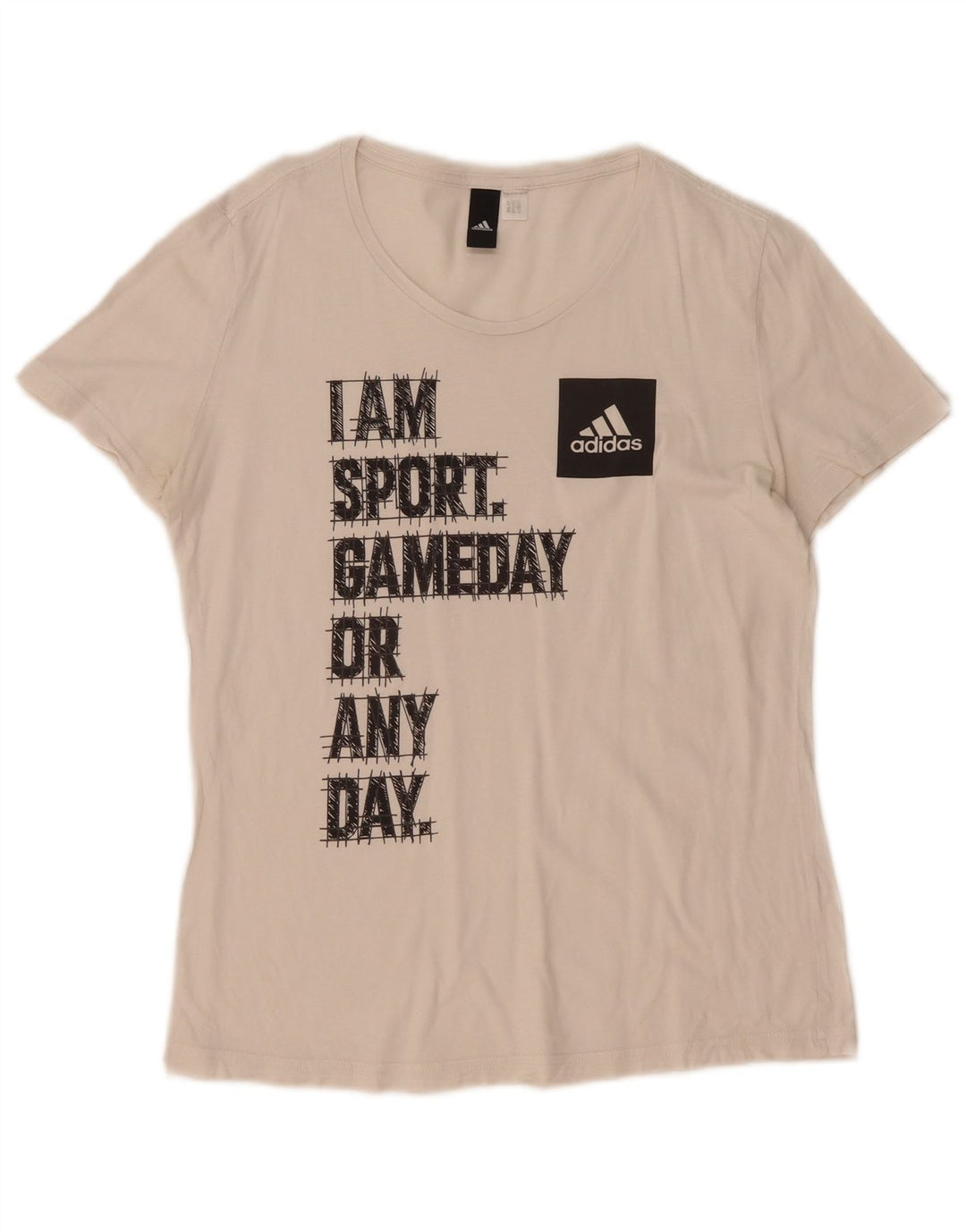 Adidas Womens Graphic T-Shirt Top UK 14 Medium White