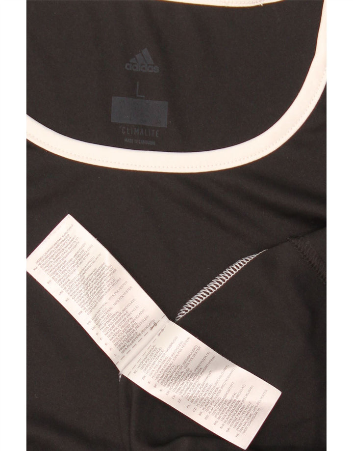 Adidas Mens Climalite T-Shirt Top Large Black Colourblock Polyester