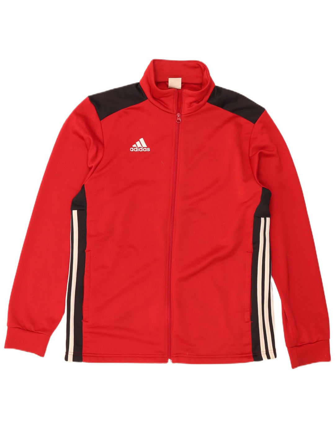 Adidas Mens Tracksuit Top Jacket Large Red Colourblock Polyester