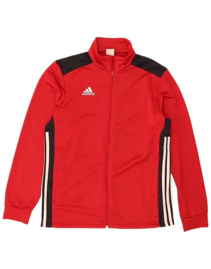 Adidas Mens Tracksuit Top Jacket Large Red Colourblock Polyester
