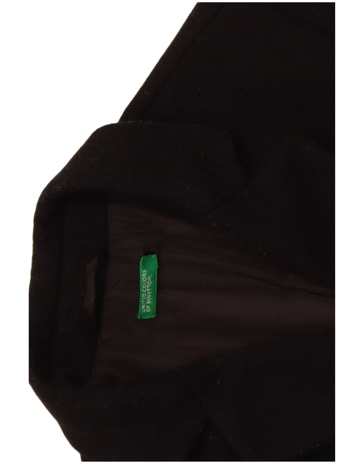 BENETTON Womens Overcoat UK 10 Small Black