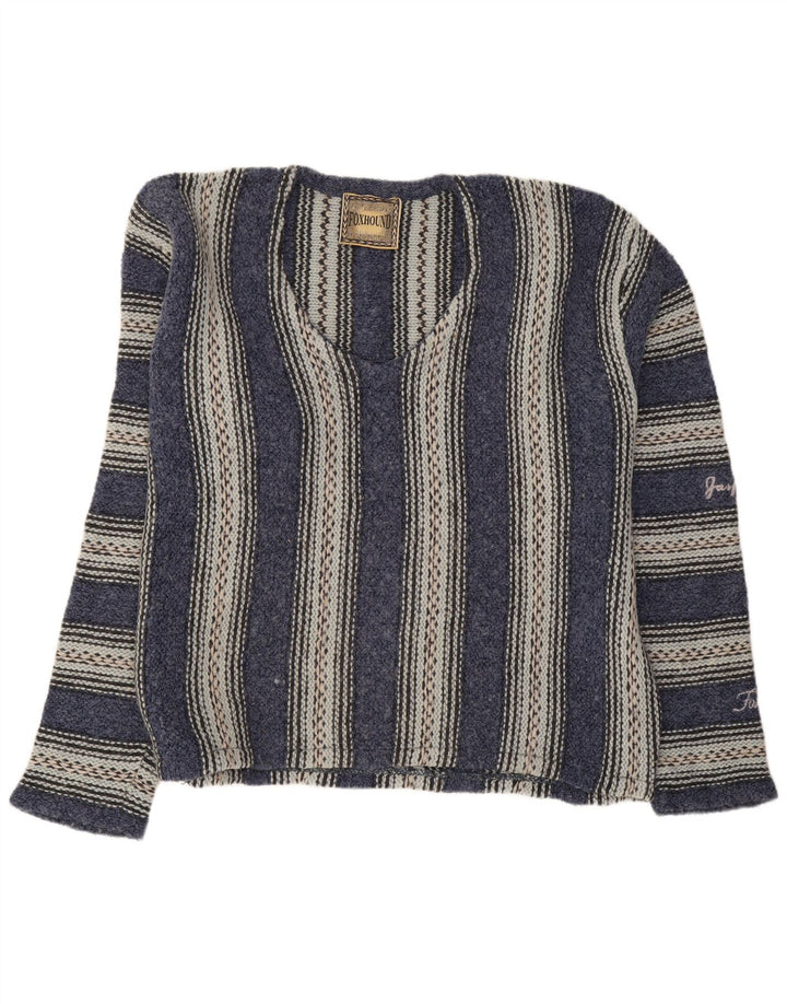 Foxhound Ανδρικό πουλόβερ με λαιμόκοψη με V λαιμόκοψη Μεγάλο μπλε ριγέ