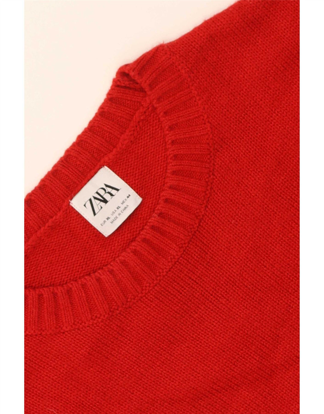 Zara Mens Crew Neck Jumper Sweater XL Red