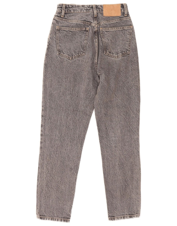 Zara Dame Jeans med høj talje EU 34 2XS W24 L26 Grå Bomuld