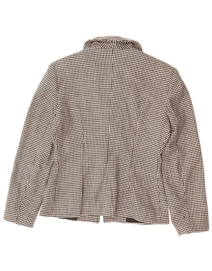VINTAGE Dame Blazer Jacket IT 42 Medium Black Houndstooth Uld