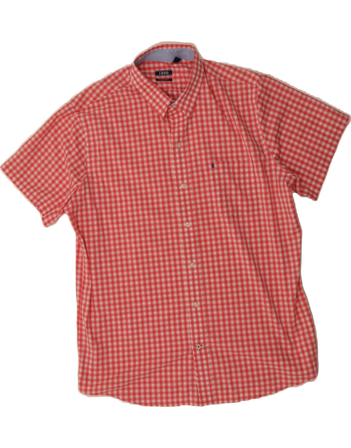 IZOD Mens Short Sleeve Shirt XL Red Check Cotton Vintage Izod and Second-Hand Izod from Messina Hembry 