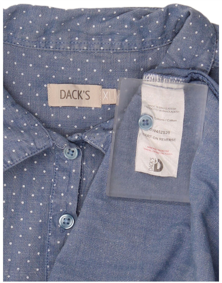 Dack's Chemise pull à manches courtes pour femme UK 18 XL Bleu à pois en coton