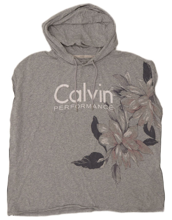 Canotta grafica con cappuccio elasticizzato da donna Calvin Klein UK 20 2XL Grigio floreale
